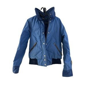 Vintage CB Sports Women Blue Pull Over Jacket sz X-Small Hooded
